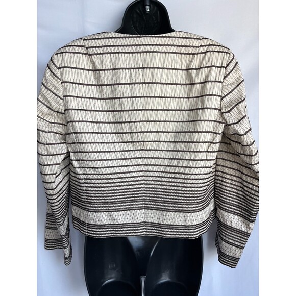 Talbots Cream Brown Embroidered Blazer Jacket Sze 10P Career Office Professional - Picture 5 of 9